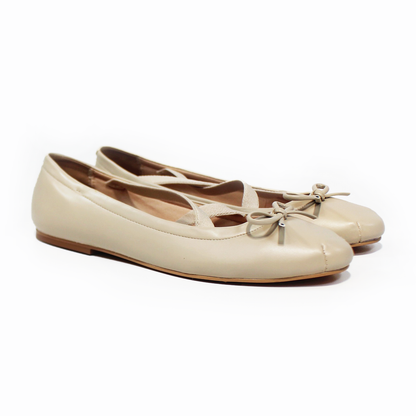 Flat Balerina Nude con Elásticos Cruzados en Empeine de Dama SENTIES