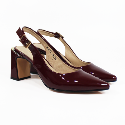 Zapatilla de Piel Slingback Vino Charol MACADA