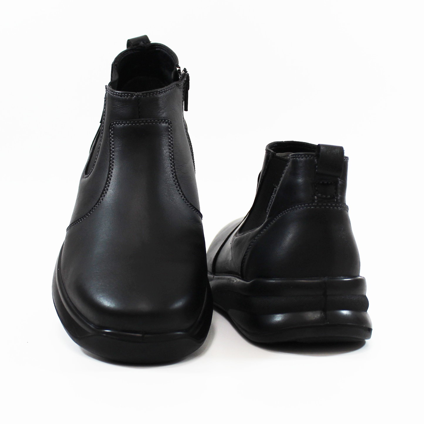 Botin Casual Negro con Elastico de Piel de Caballero VERDETABACO