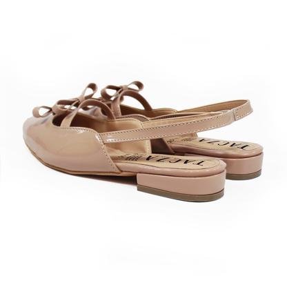 Flat Slingback Destalonada Maquillaje Charol con Moños TACZA