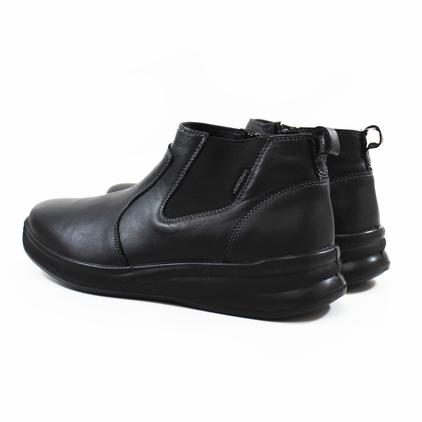 Botin Casual Negro con Elastico de Piel de Caballero VERDETABACO