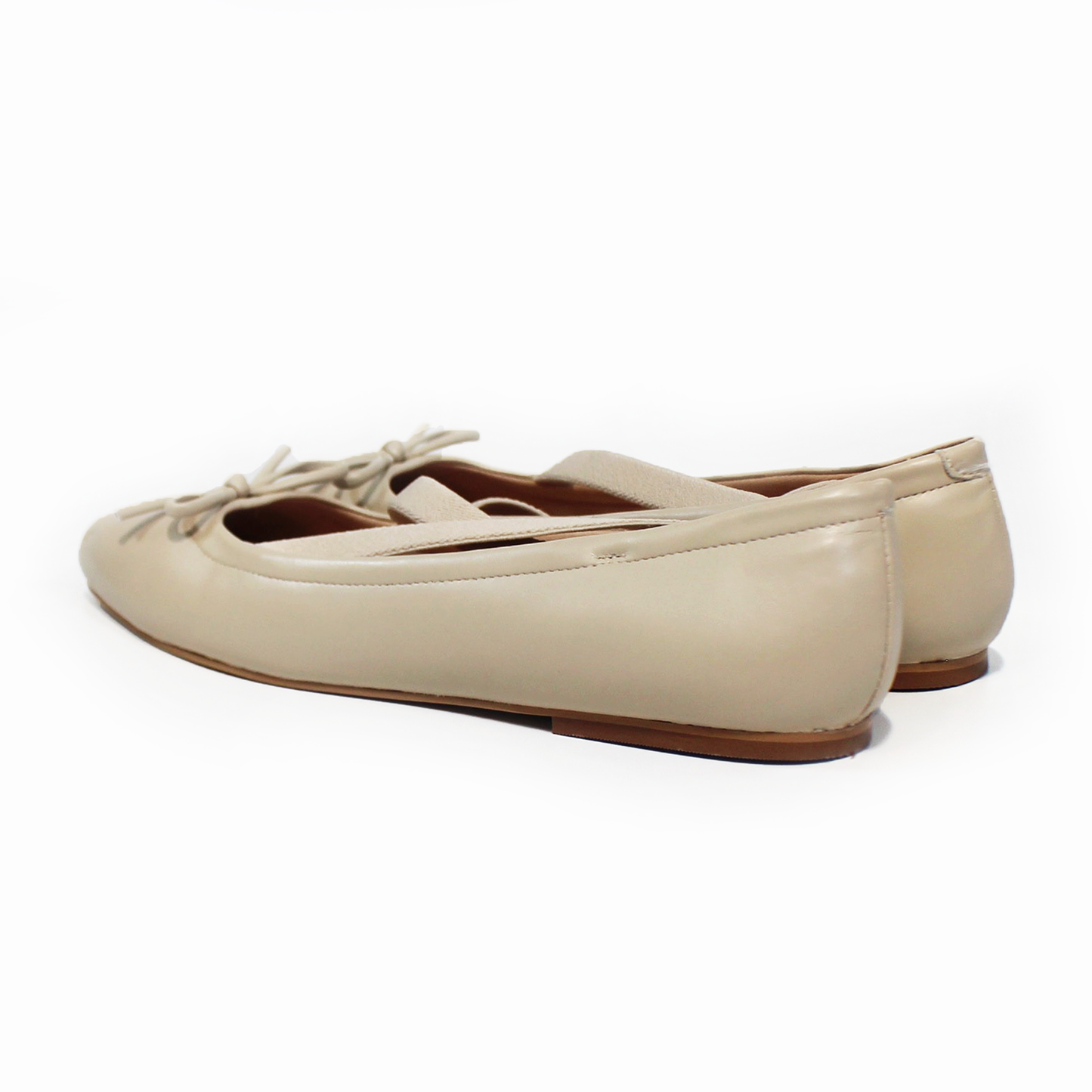 Flat Balerina Nude con Elásticos Cruzados en Empeine de Dama SENTIES