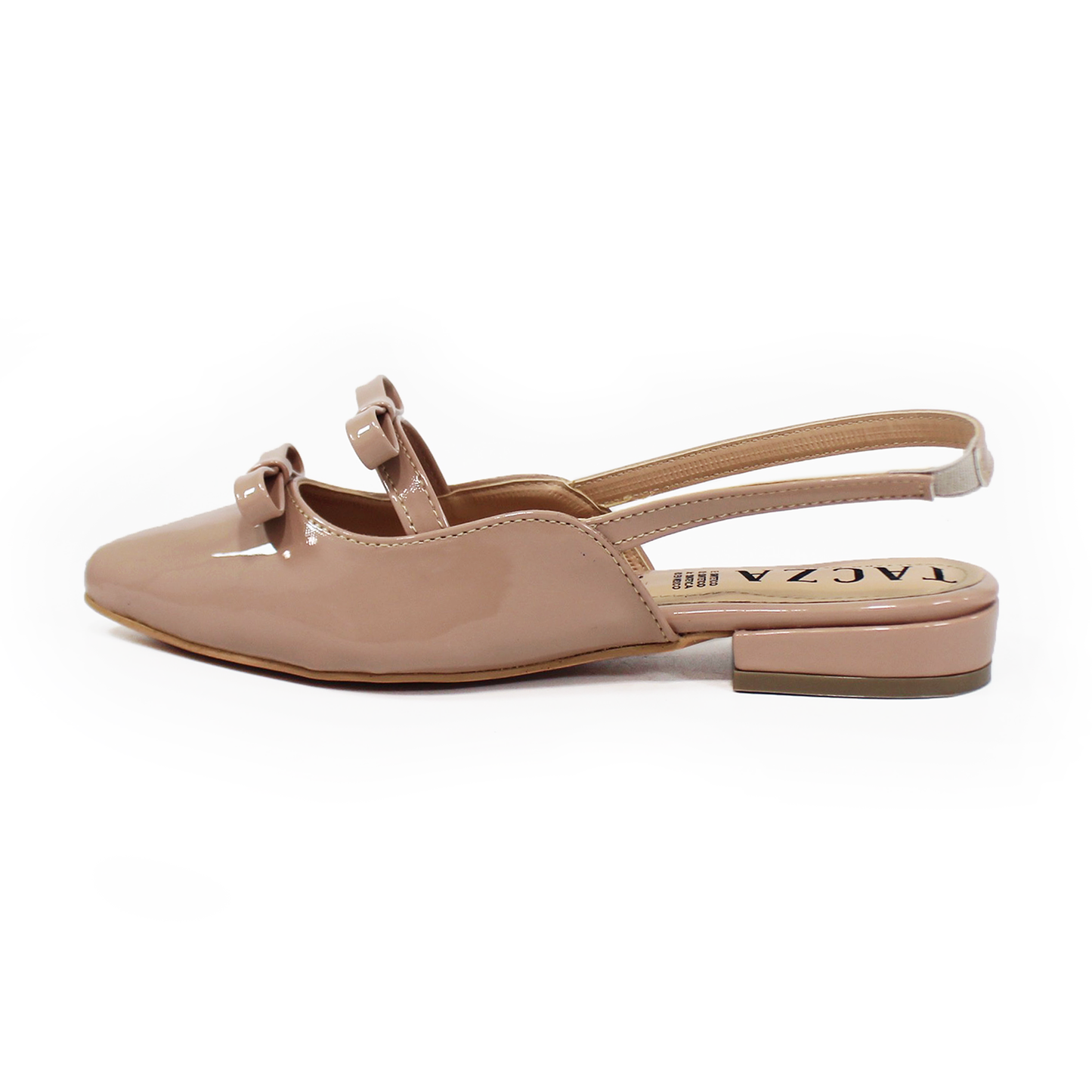 Flat Slingback Destalonada Maquillaje Charol con Moños TACZA