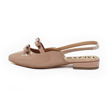 Flat Slingback Destalonada Maquillaje Charol con Moños TACZA