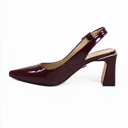 Zapatilla de Piel Slingback Vino Charol MACADA