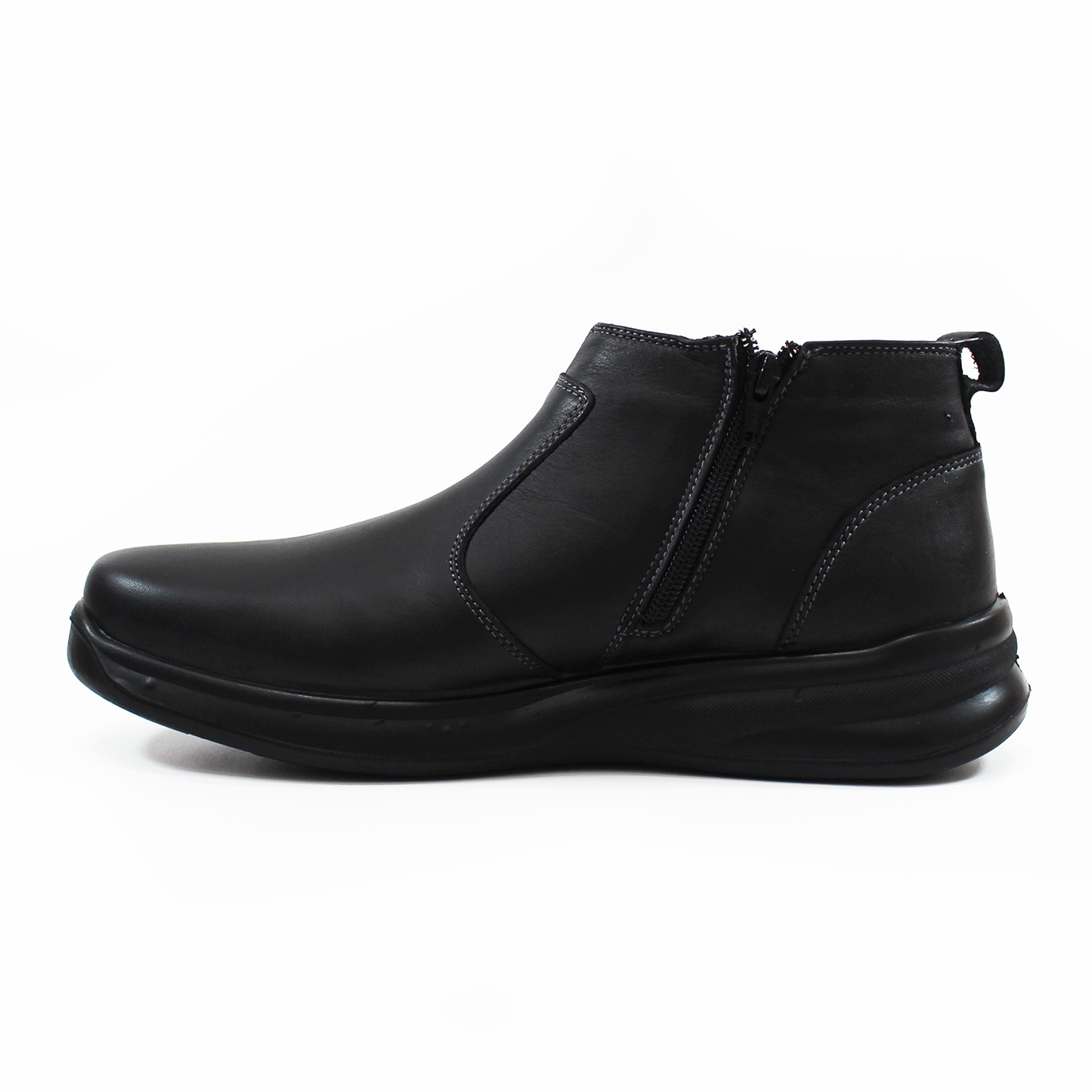 Botin Casual Negro con Elastico de Piel de Caballero VERDETABACO