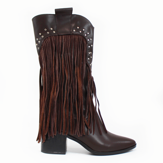 Bota Vaquera Chocolate con Flecos
