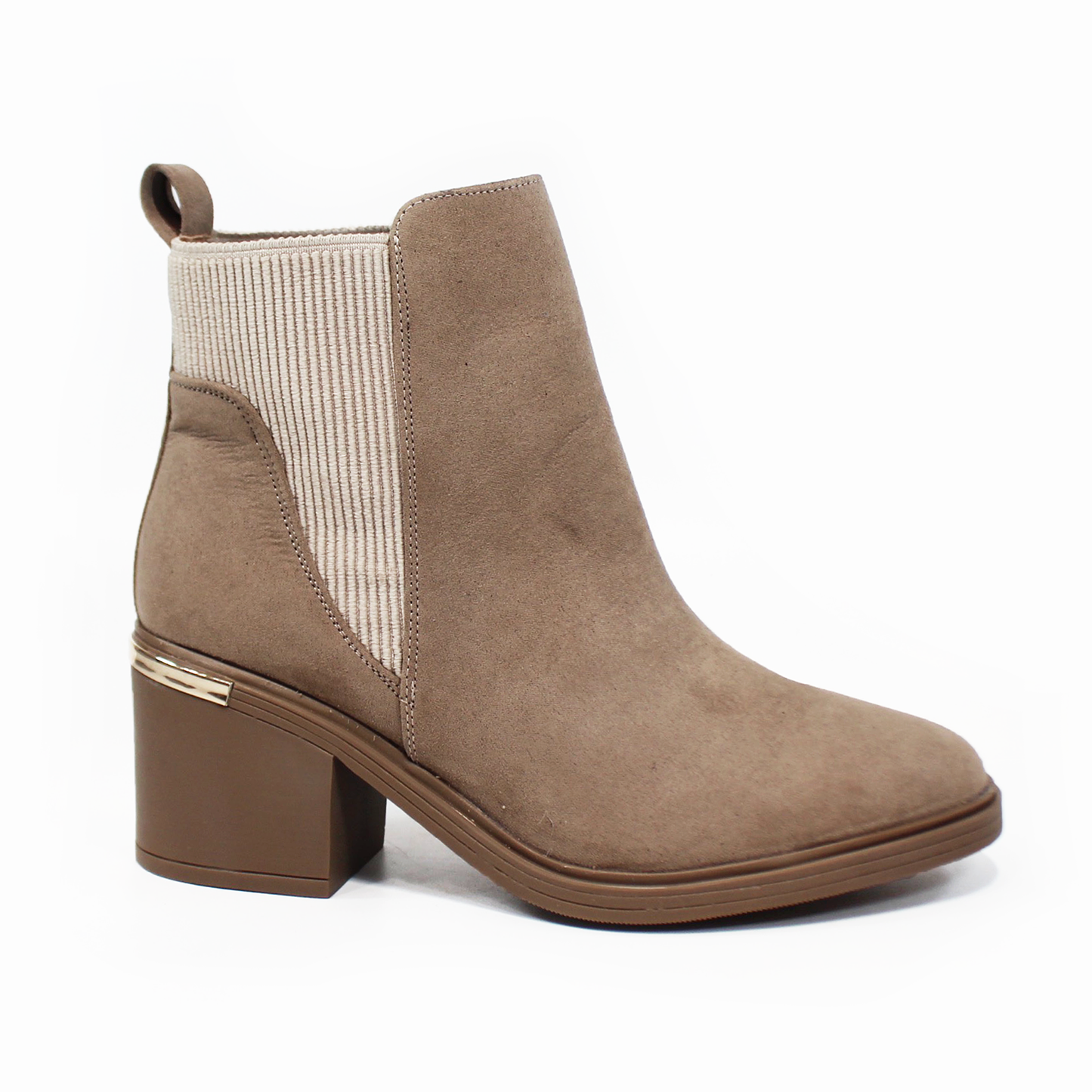 Botín Chelsea Beige Durazno de Tacón LADY PAULINA