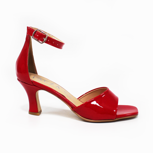 Sandalia de Tacón Campana Rojo Charol con Talón y Pulsera TACZA