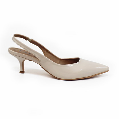 Zapatilla Kitten Beige Charol Slingback de Dama TACZA
