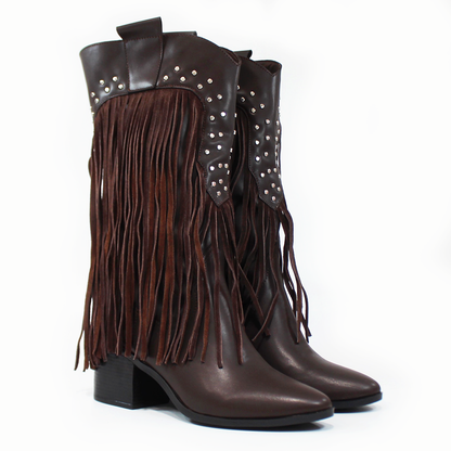 Bota Vaquera Chocolate con Flecos