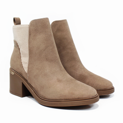 Botín Chelsea Beige Durazno de Tacón LADY PAULINA