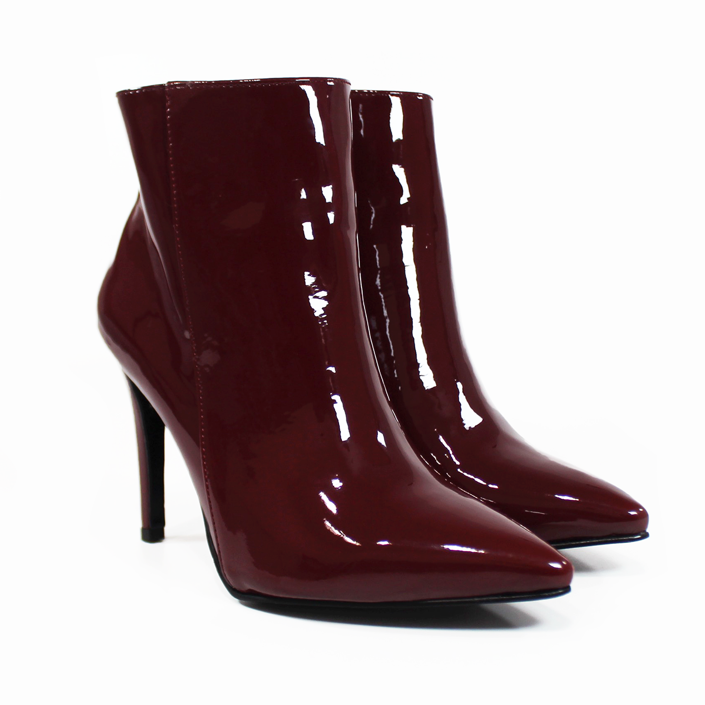 Botín Puntal Tacón Stiletto Vino Charol de Dama TACZA