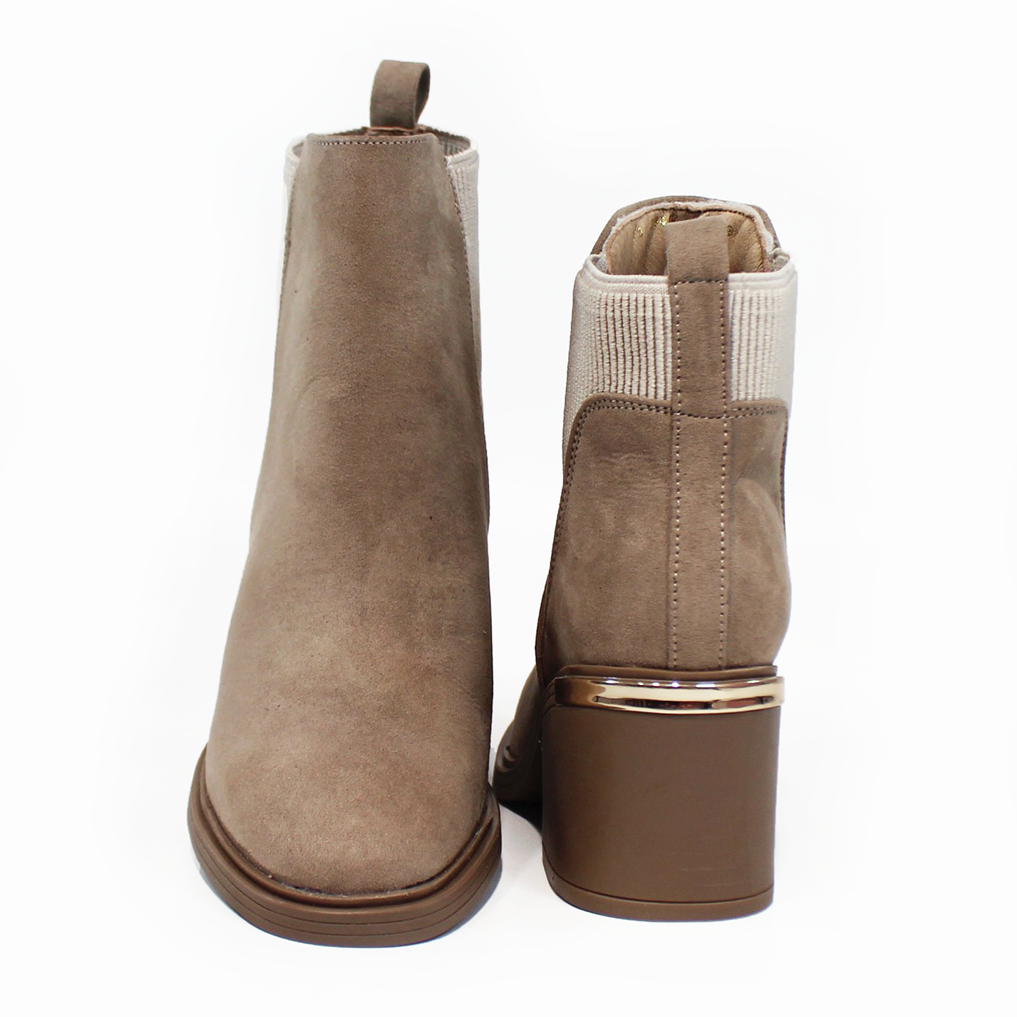 Botín Chelsea Beige Durazno de Tacón LADY PAULINA