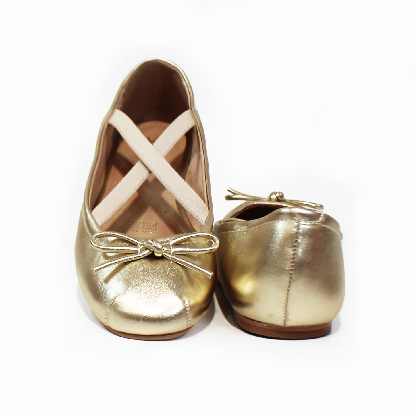 Flat Balerina Dorado con Elásticos Cruzados en Empeine de Dama SENTIES