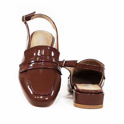 Mocasín Clásico Destalonado Café Charol de Dama TACZA