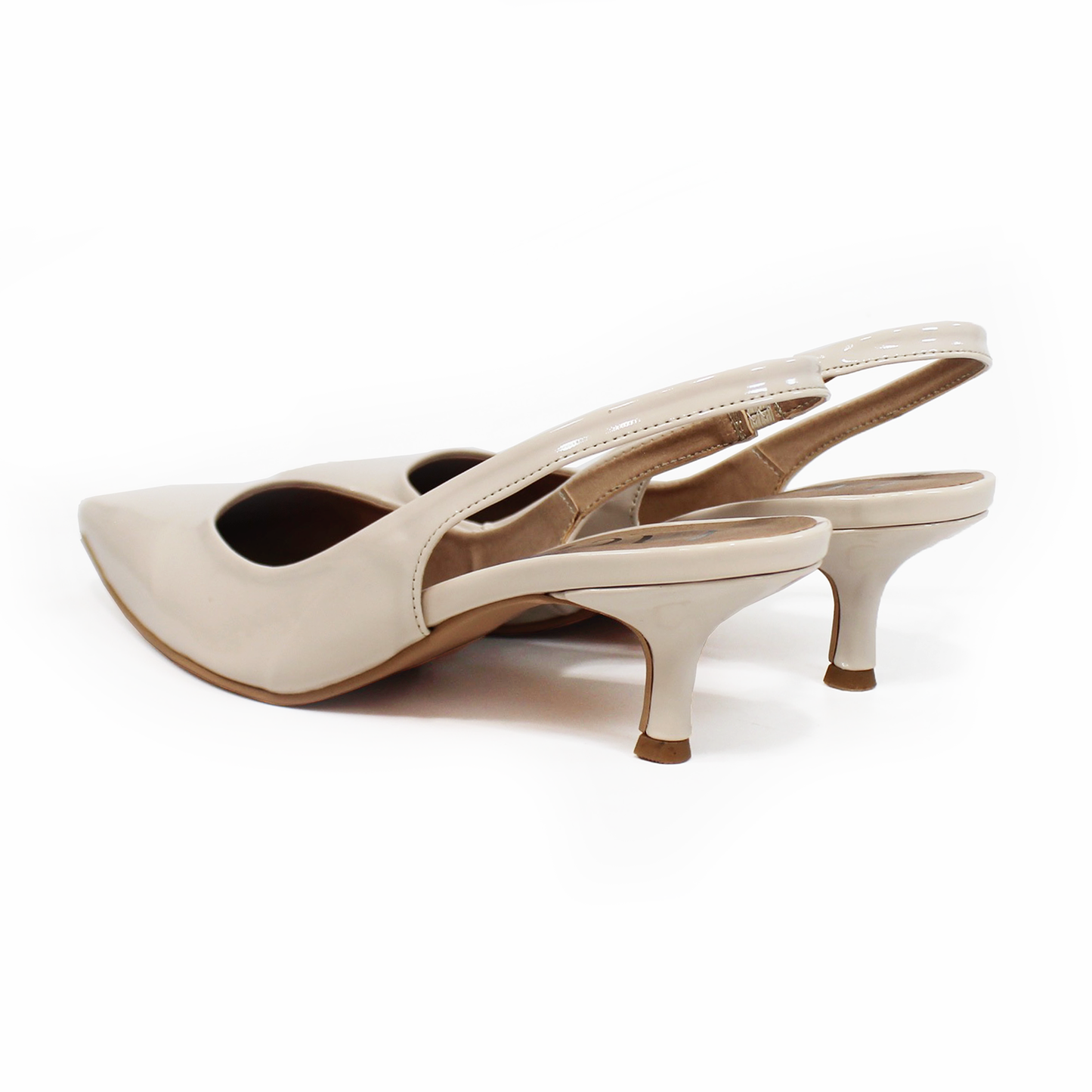 Zapatilla Kitten Beige Charol Slingback de Dama TACZA