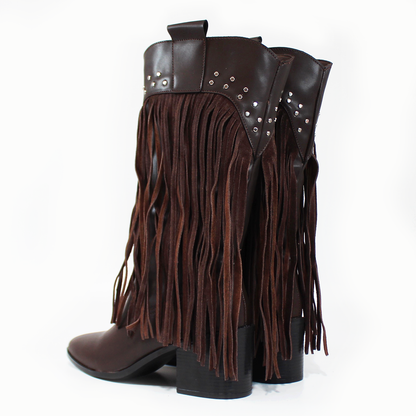 Bota Vaquera Chocolate con Flecos