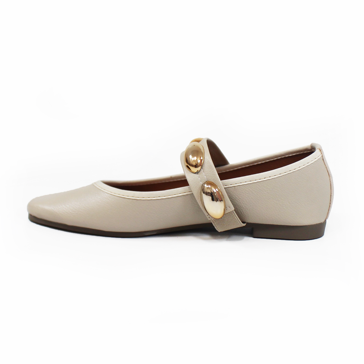 Flat Beige con Tira de Botones Dorados TACZA