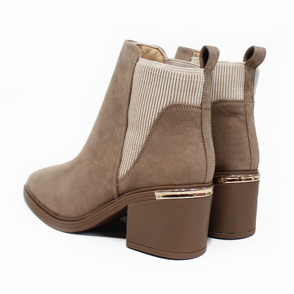 Botín Chelsea Beige Durazno de Tacón LADY PAULINA