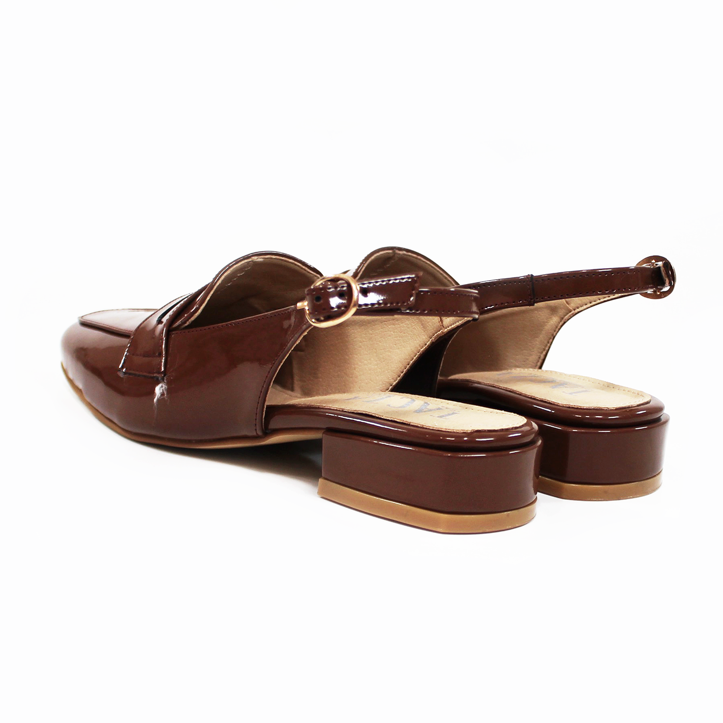 Mocasín Clásico Destalonado Café Charol de Dama TACZA
