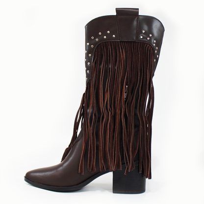 Bota Vaquera Chocolate con Flecos