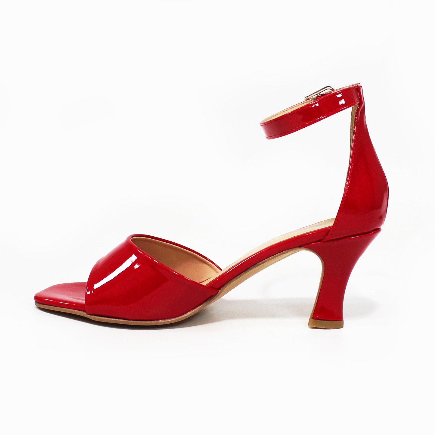 Sandalia de Tacón Campana Rojo Charol con Talón y Pulsera TACZA