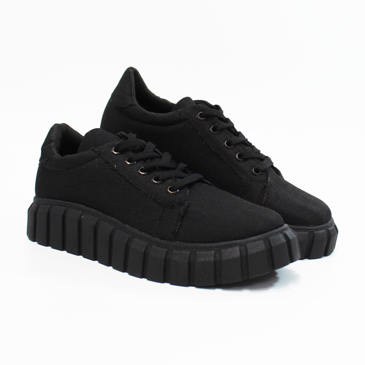 Tenis Casual Negro de Lona Dama TACZA