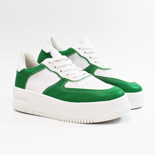 Sneaker Tenis Urbano Verde Blanco de Dama TACZA