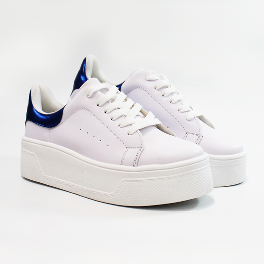 Tenis Casual Blanco Azul de Dama TACZA