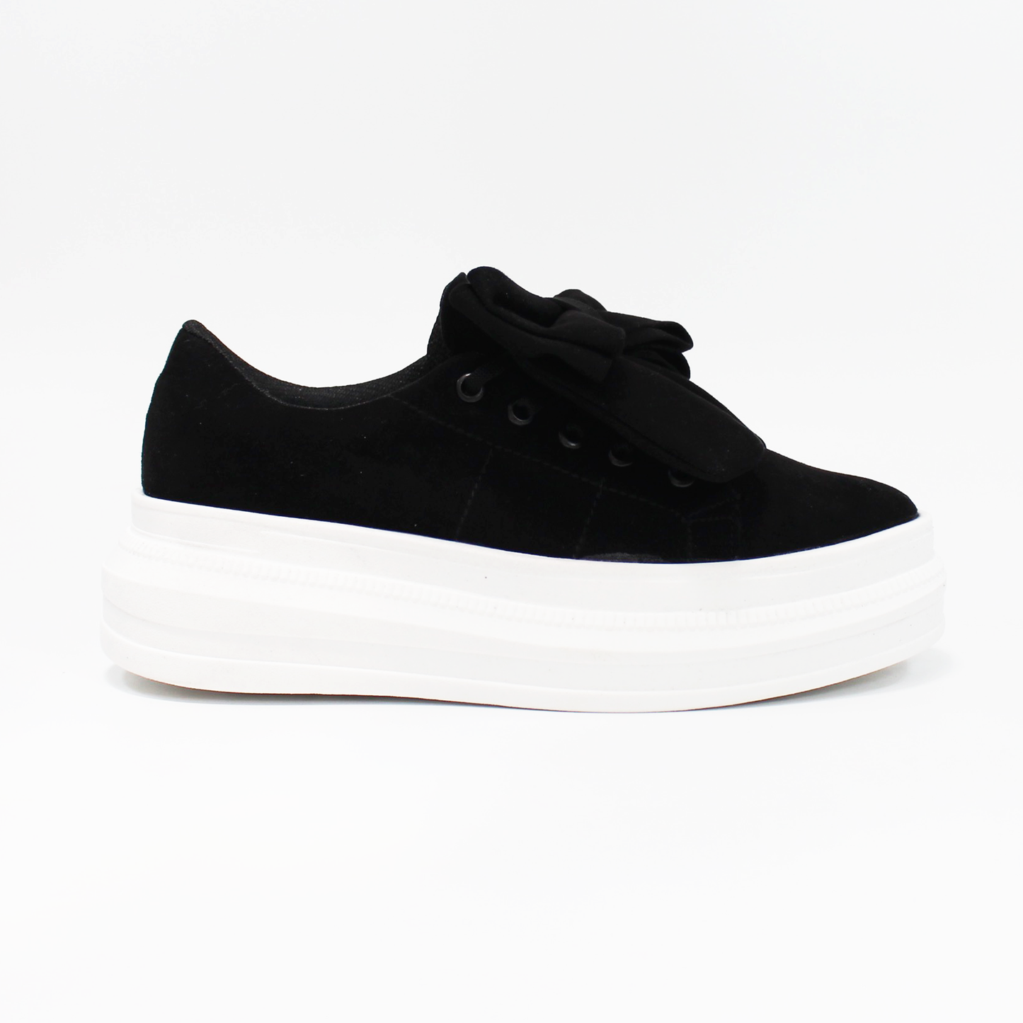 Sneaker Tenis Casual con Moño Negro Gamuza de Dama TACZA