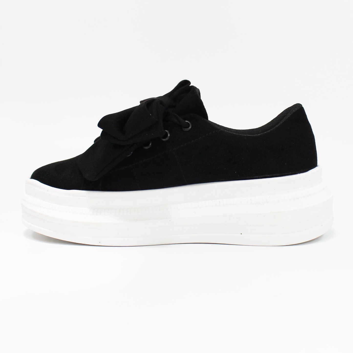 Sneaker Tenis Casual con Moño Negro Gamuza de Dama TACZA