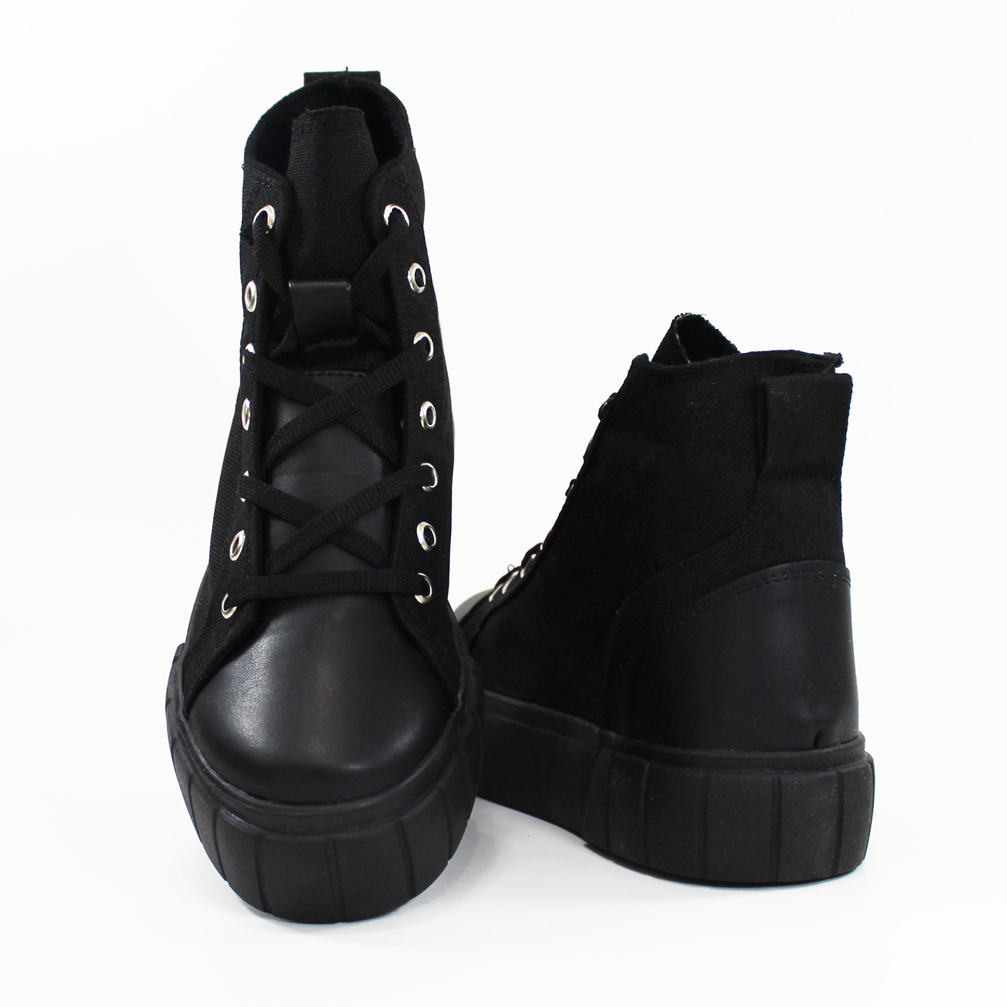 Tenis Sneakers de Dama Negro de Lona con Cintas DVA