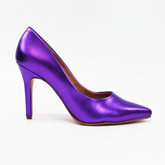 Stiletto Tacón Alto Memory Foam Morado Metálico