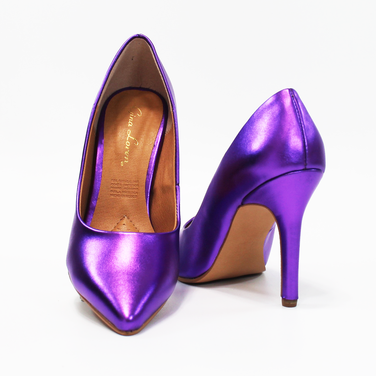 Stiletto Tacón Alto Memory Foam Morado Metálico