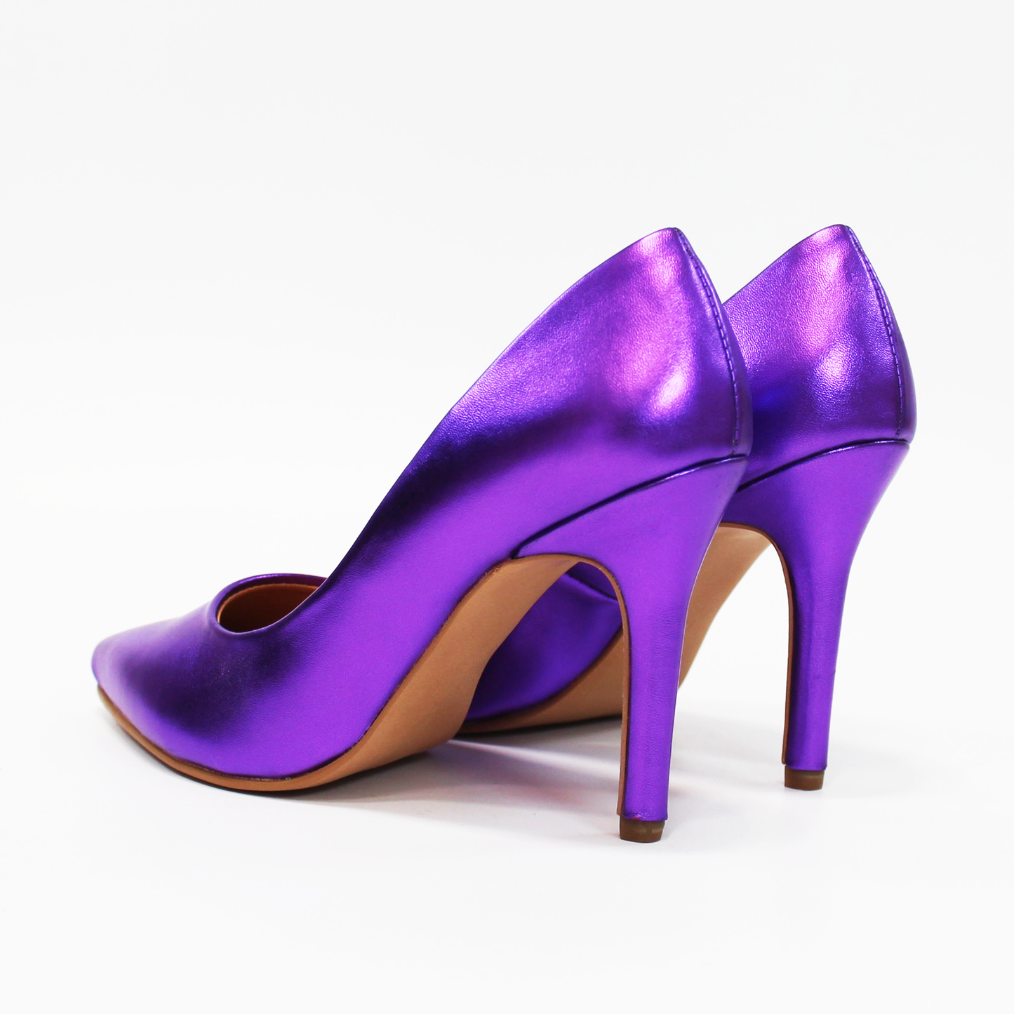 Stiletto Tacón Alto Memory Foam Morado Metálico