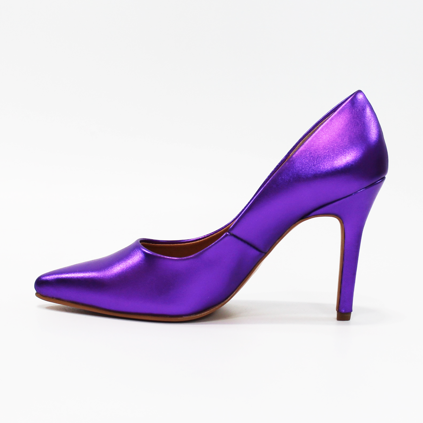 Stiletto Tacón Alto Memory Foam Morado Metálico