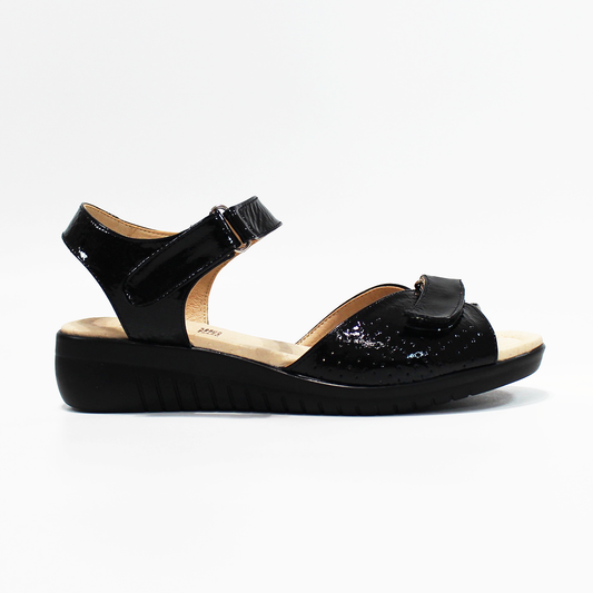 Sandalia Confort con Velcro Negro Dama SUAVE CAMINAR