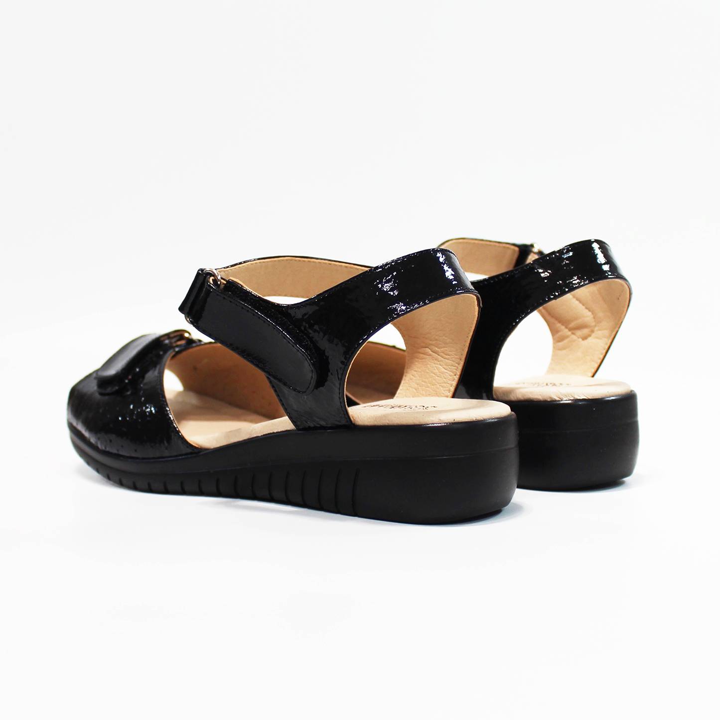 Sandalia Confort con Velcro Negro Dama SUAVE CAMINAR