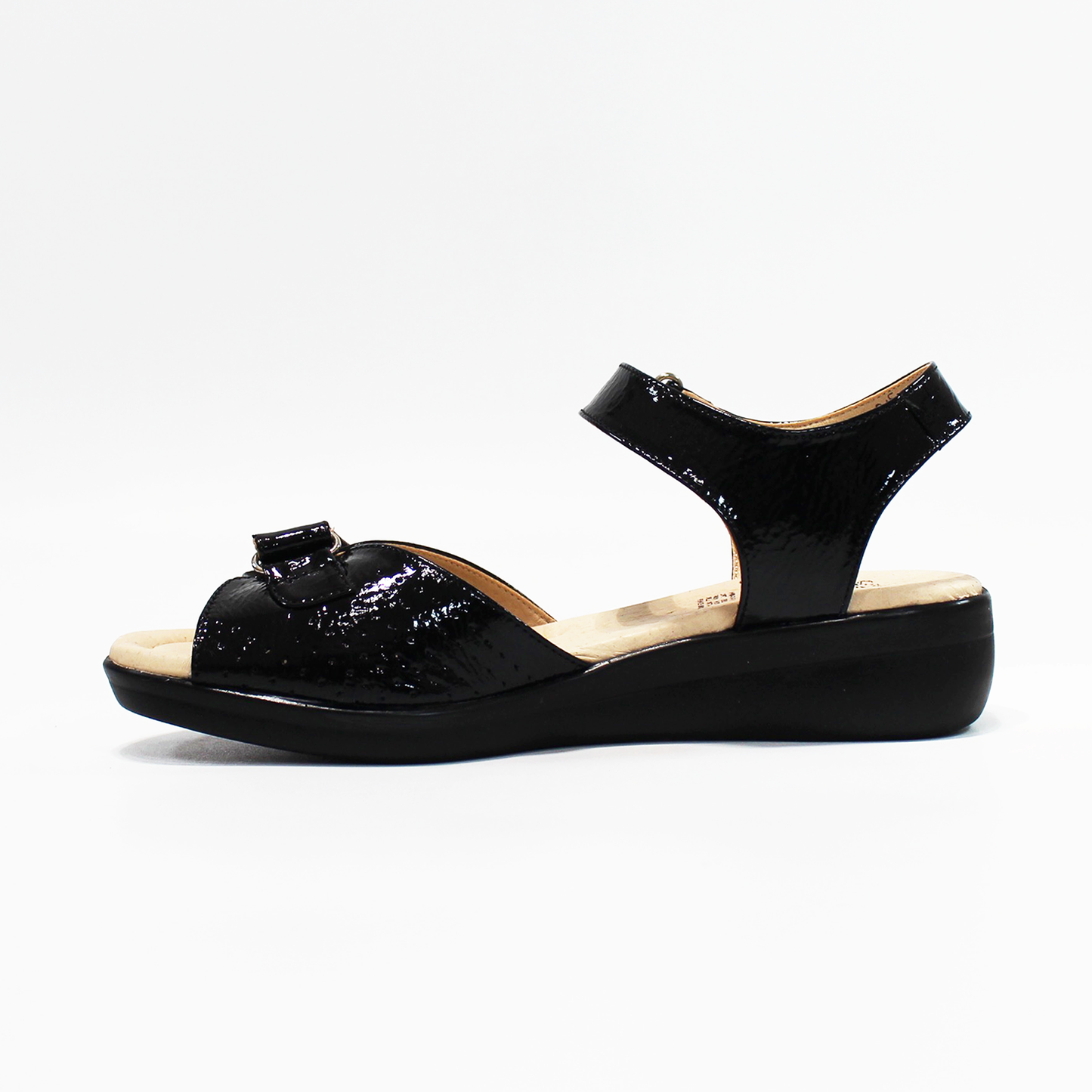 Sandalia Confort con Velcro Negro Dama SUAVE CAMINAR