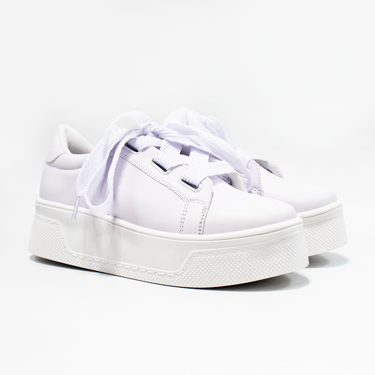 Tenis Casual Blanco con Cintas Gruesas de Dama TACZA