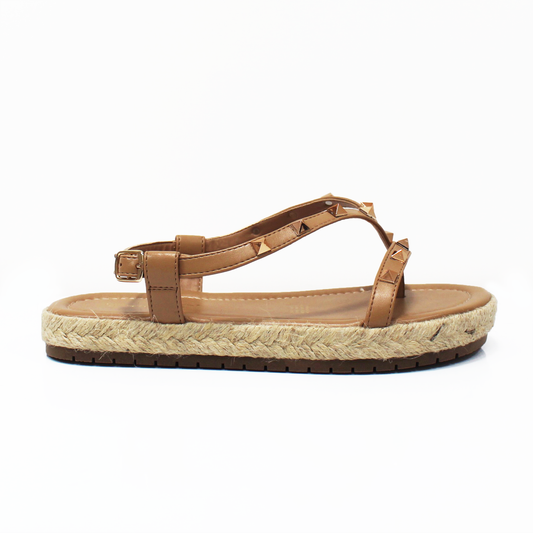 Sandalias de Piso Huarache Yute Estoperoles Camel Dama Senties